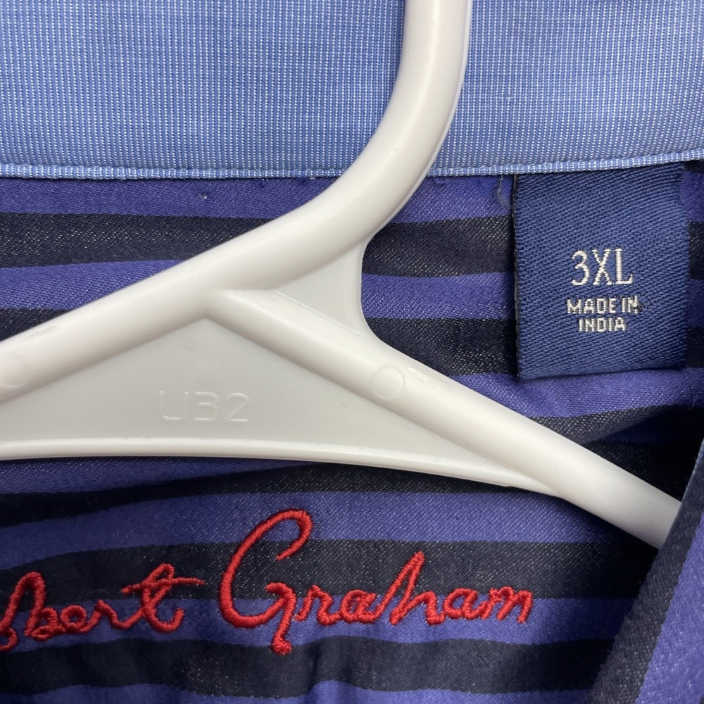 Robert Graham Mens Shirt 3XL Purple Black Stripe Long Sleeve Button Up Flip Cuff - Picture 4 of 11